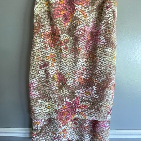 R & M Richards Floral Eyelet dress size 8 tan pink R&M women’s - Picture 2 of 5